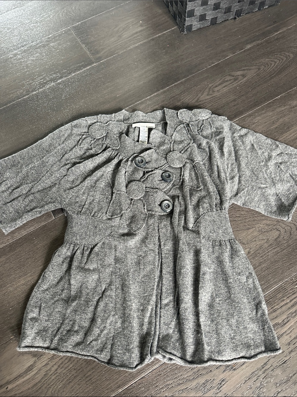 Cashmere/wool blend Gray Floral Appliqué Knit Cardigan